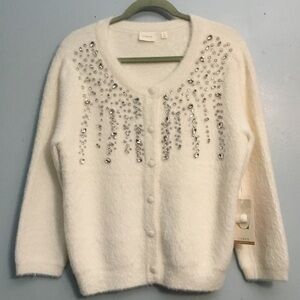 Cyrus Ivory Cardigan with Silver Accents